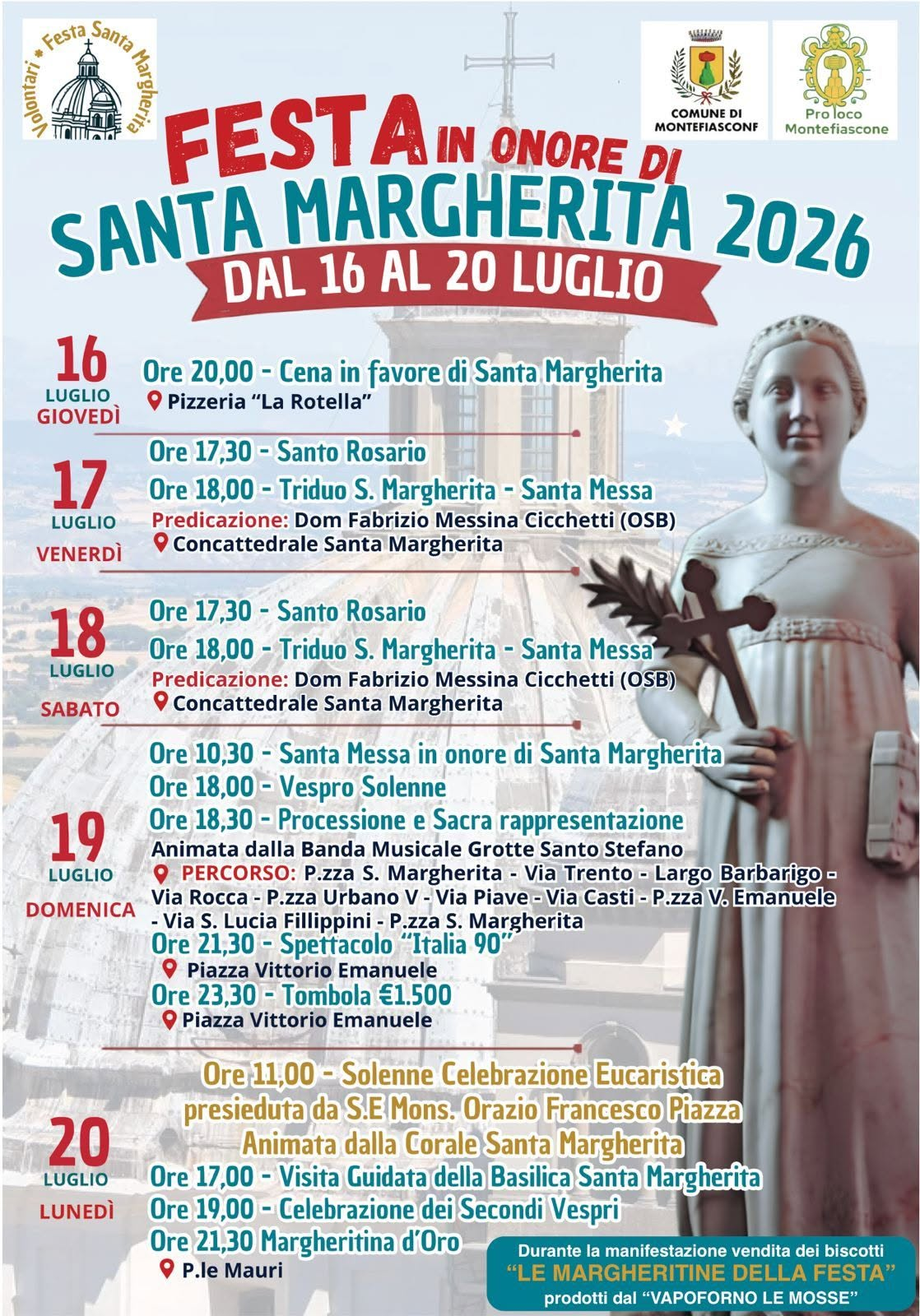 Manifesto ufficiale della Festa in onore di Santa Margherita 2026 a Montefiascone